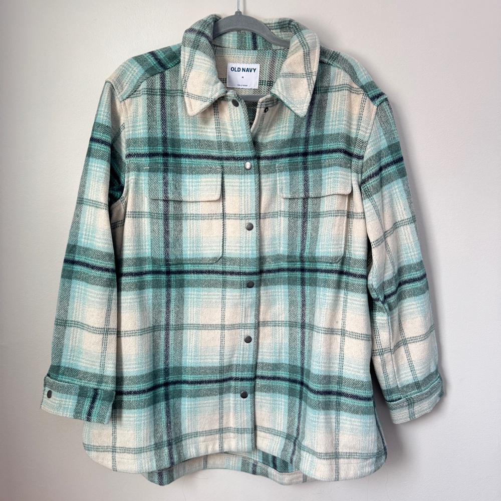 Autumn Plaid Flannel Shacket - Green and Cream